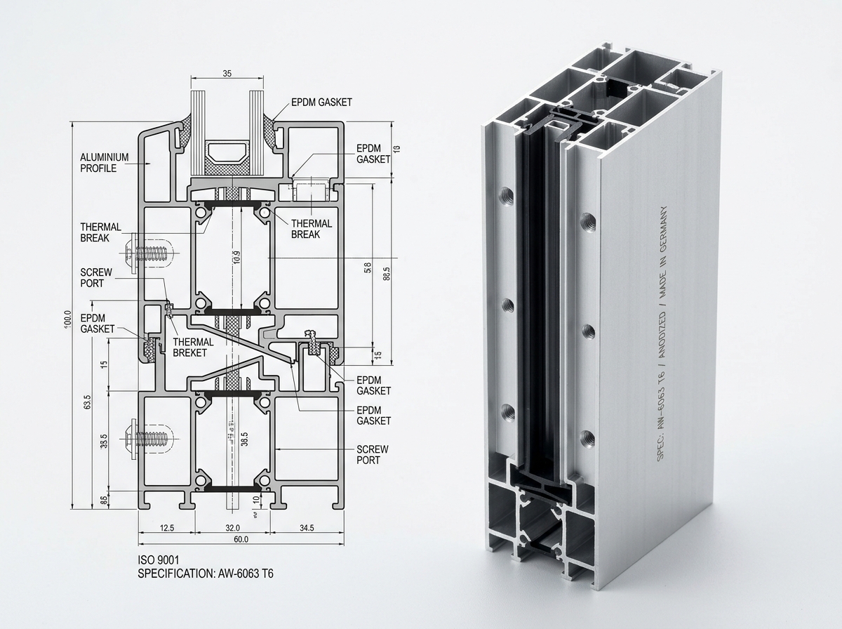 Structural Curtain Wall Mullion & Transom Profile