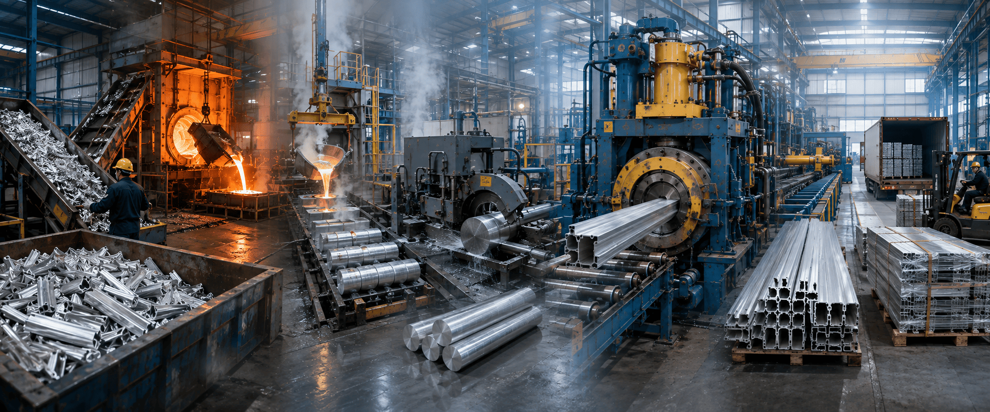 Astham Automated Billet Heating Furnace & Extrusion Line CAD Engineering Blueprint